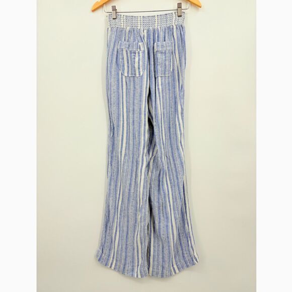 Christopher & Banks Linen Blend Pull-on pants, Size Medium, blue white striped - Picture 2 of 9